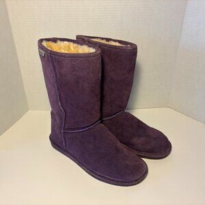 Bearpaw Women’s Emma Tall Suede Sheepskin Wool Lined Boots Purple Size 8M